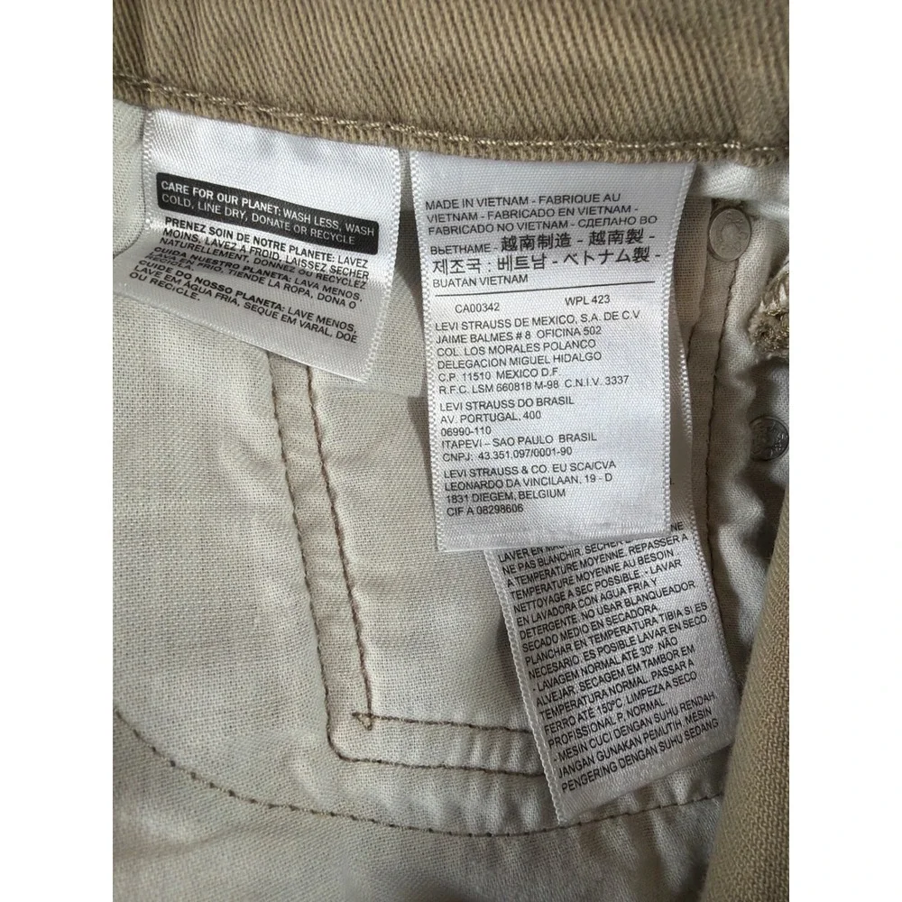 Levi's 511 Slim Fit Pants Mens 32x30 Khaki Tan Stretch Cotton Jeans‎ White Tab